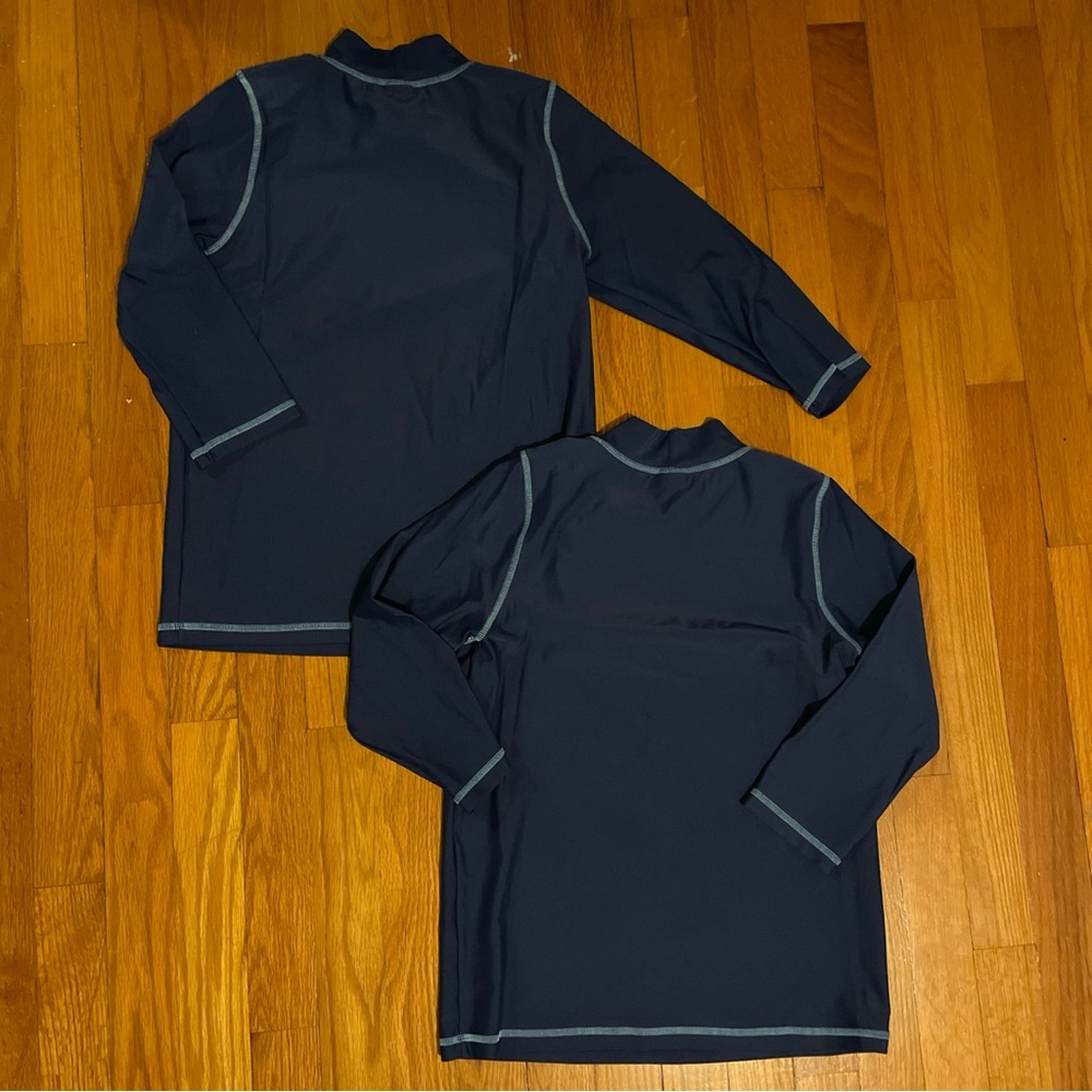 Mini Boden Navy Blue Kids Long Sleeve 11-12y Rash Guard Swim Shirts- Lot of 2 - Picture 2 of 7
